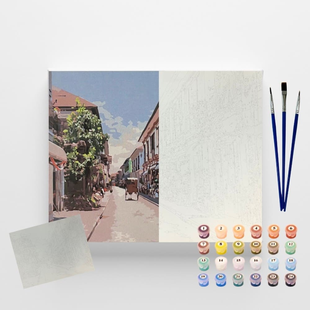 conjunto pintura numerada arte terapia 40x50cm vila antiga